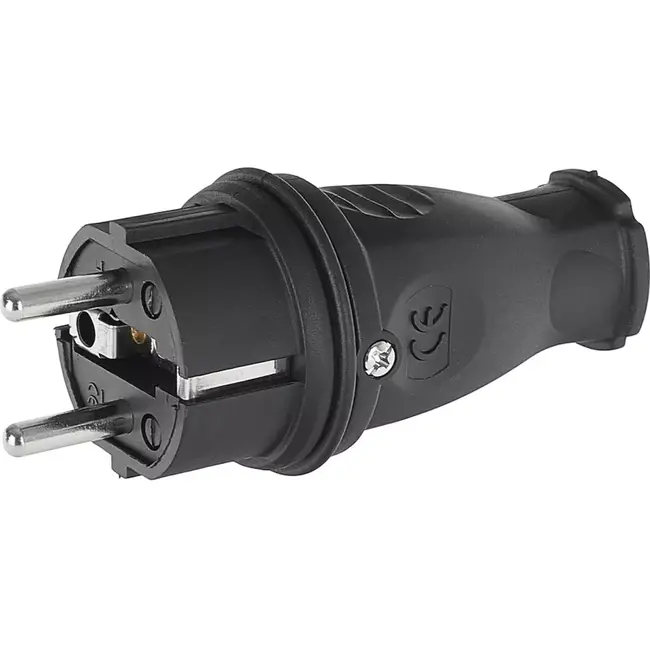 GEKO Rubberen stroomstekker - 16A - IP44 - Stofdicht en spatwaterbestendig - Zwart
