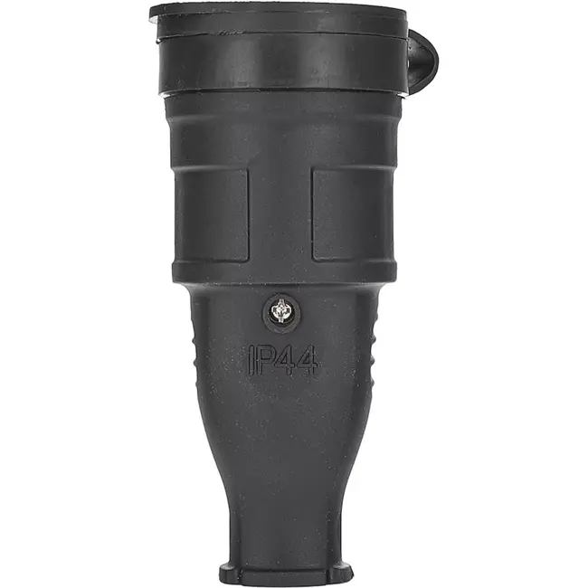 GEKO Rubberen stopcontact - 16A - IP44 - Beschermklep - Zwart