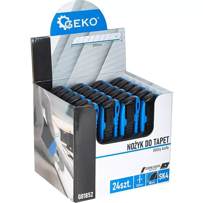 GEKO Utility knife - SK4 staal - ABS handvat - 100x18x0.5mm - 24 stuks