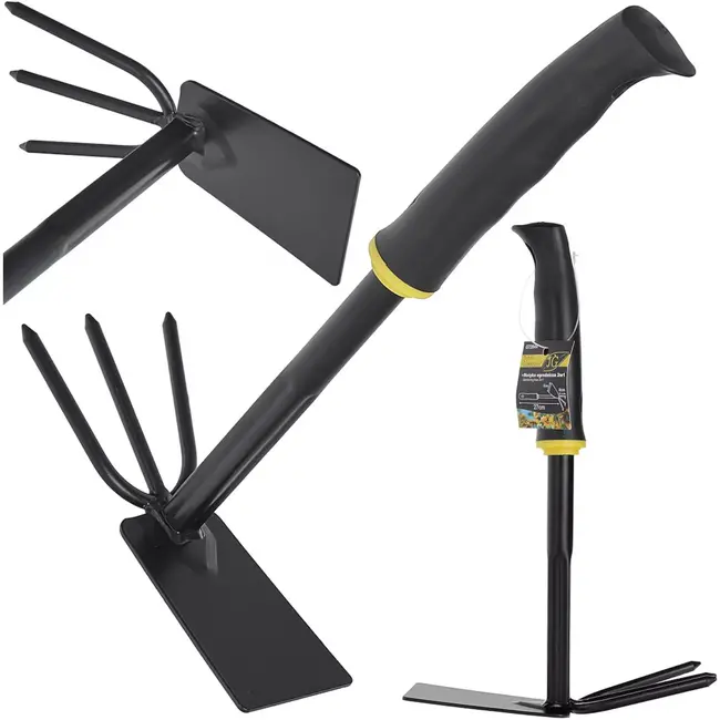 John Gardener Dubbelzijdige tuinhak - 5-tands - Ergonomisch - Poedergecoat staal - 27 cm