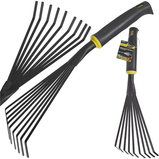 John Gardener Handhark - Ventilatorvorm - 9 Tanden - Ergonomisch - 36 cm - Poedergecoat Staal