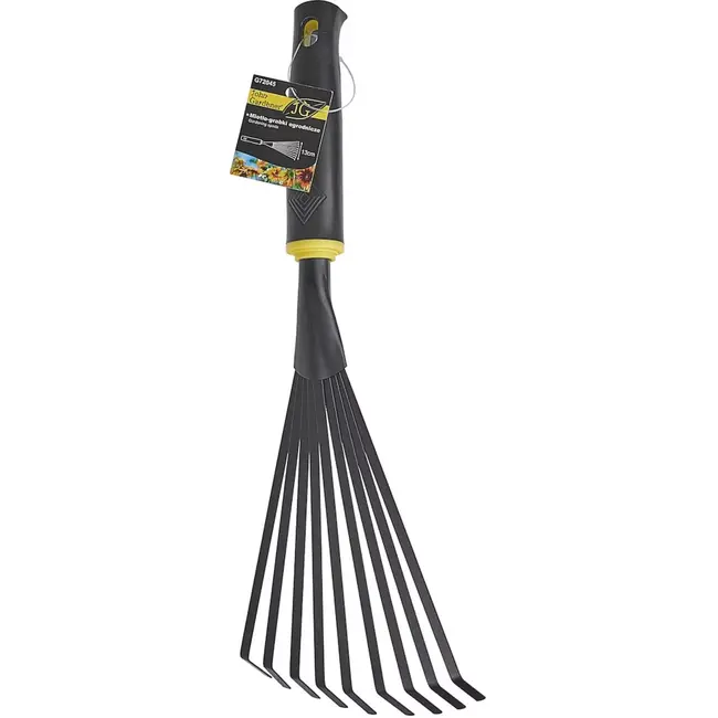 John Gardener Handhark - Ventilatorvorm - 9 Tanden - Ergonomisch - 36 cm - Poedergecoat Staal