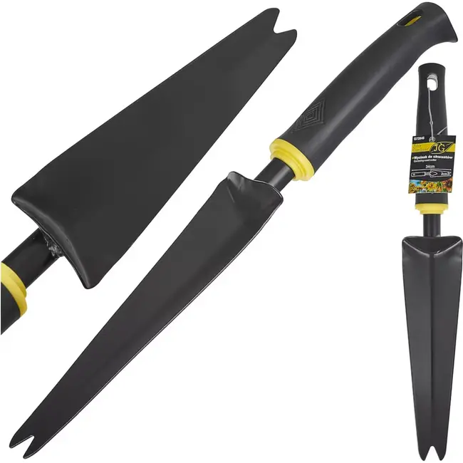 John Gardener Garden weeder - Lang smal blad - Poedergecoat staal - Ergonomische antislipgreep - 34 cm