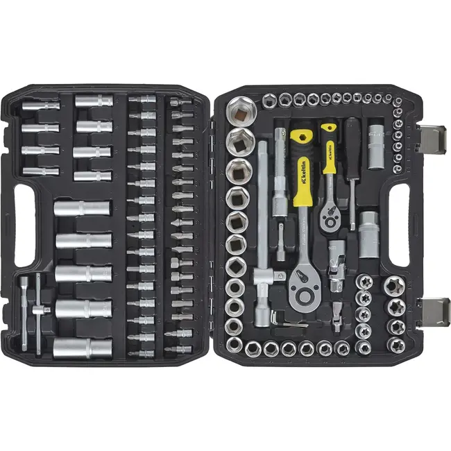 Keltin 108-delige doppenset - CrV staal - Ergonomische handgrepen - Inclusief bits en doppen - Met stevige koffer