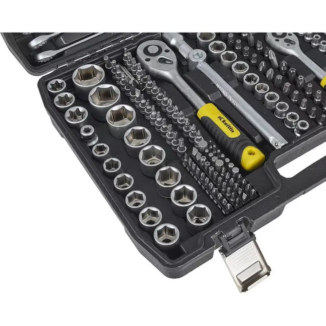 Keltin 216-delige dopsleutelset - CrV staal - Ergonomische ratels - 1/4", 3/8", 1/2" - Inclusief bits en verlengstukken