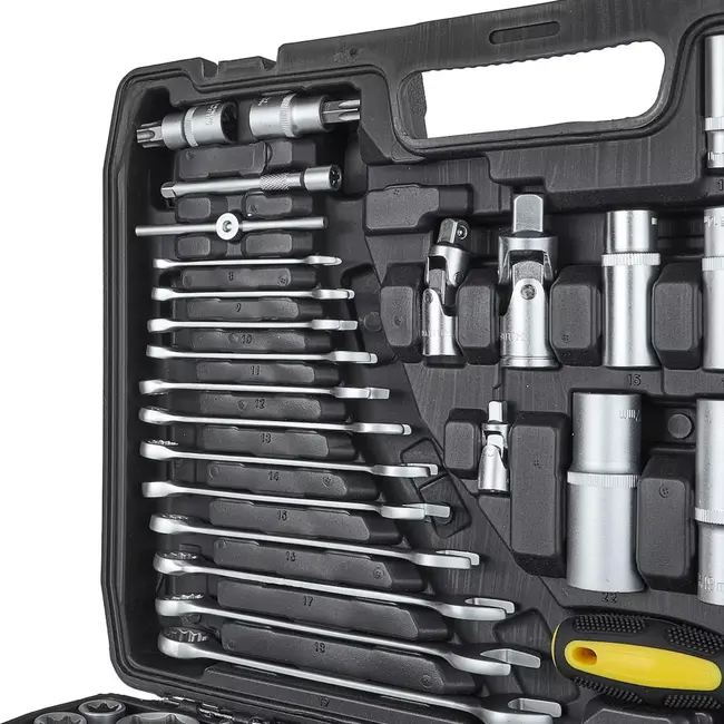 Keltin 216-delige dopsleutelset - CrV staal - Ergonomische ratels - 1/4", 3/8", 1/2" - Inclusief bits en verlengstukken