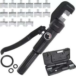 GEKO Hydraulische krimptang - 4-70 mm² - 14 verwisselbare matrijzen - Inclusief draagkoffer