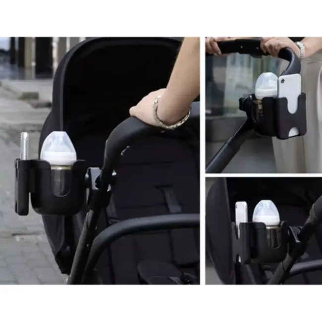 Kruzzel 2in1 fles- en telefoonhouder voor kinderwagen – universeel en draaibaar