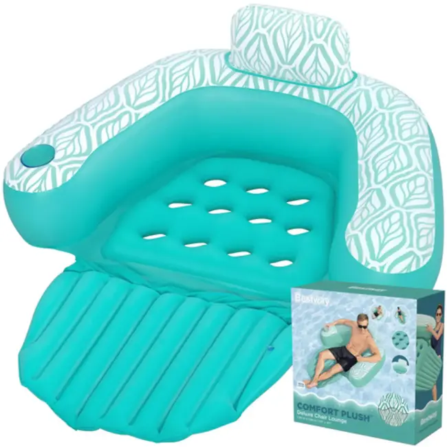 Bestway opblaasbare watermatras – luxe armstoel – met rugleuning en bekerhouder