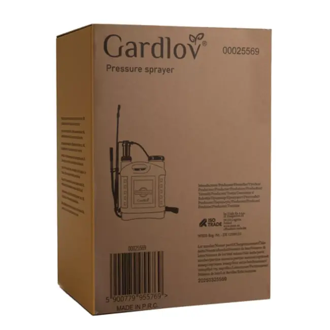 Gardlov rugdrukspuit 16L – handmatige tuinspuit met lange lans en slang