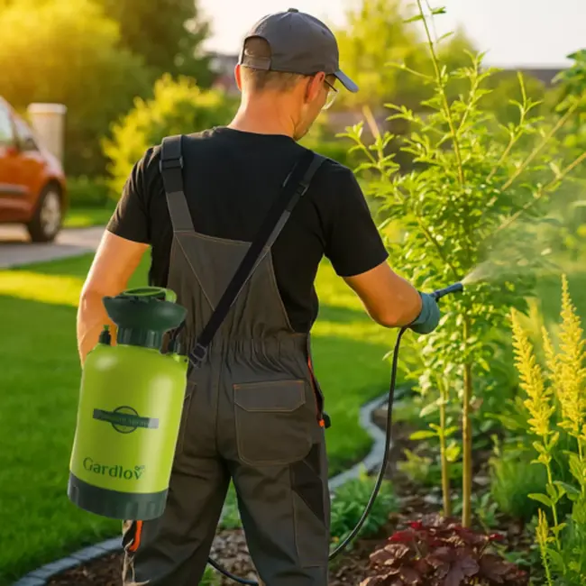 Gardlov drukspuit 5L – tuinspuit met schouderriem, lange lans en slang