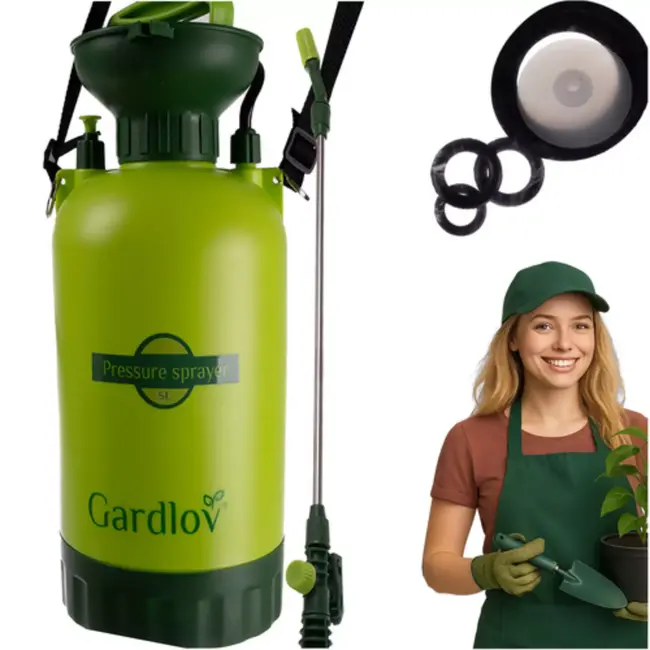Gardlov drukspuit 5L – tuinspuit met schouderriem, lange lans en slang
