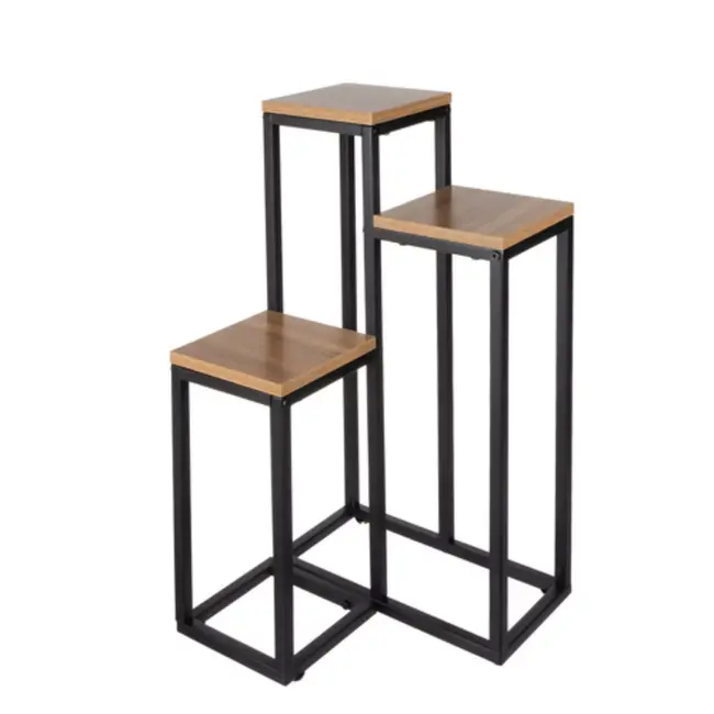 Ruhhy plantenstandaard 67 cm – moderne loft bloemenstandaard met 3 plateaus