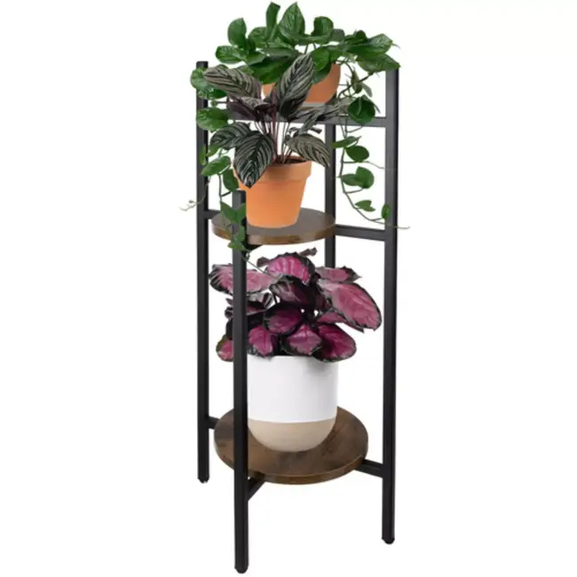 Ruhhy plantenstandaard 80 cm – metalen bloemenstandaard – 3 niveaus in loftstijl