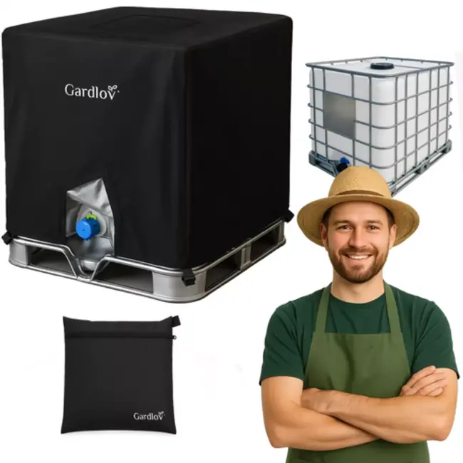Gardlov hoes voor IBC watertank – UV-bestendig, wasbaar, zwart 100 × 100 × 115 cm