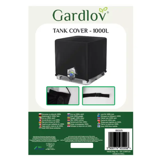 Gardlov hoes voor IBC watertank – UV-bestendig, wasbaar, zwart 100 × 100 × 115 cm