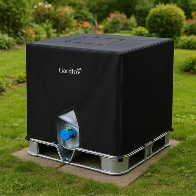Gardlov hoes voor IBC watertank – UV-bestendig, wasbaar, zwart 100 × 100 × 115 cm