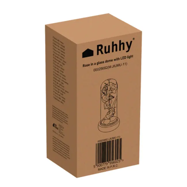 Ruhhy roos in glas – met LED-verlichting – luxe geschenk voor Moederdag