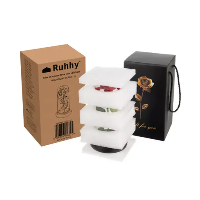 Ruhhy roos in glas – met LED-verlichting – luxe geschenk voor Moederdag