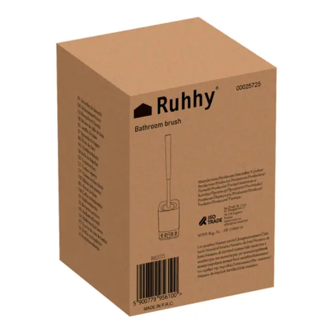Ruhhy toiletborstel zwart – spatvrij met houder – zonder boren te monteren