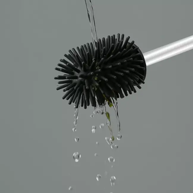 Ruhhy toiletborstel zwart – spatvrij met houder – zonder boren te monteren