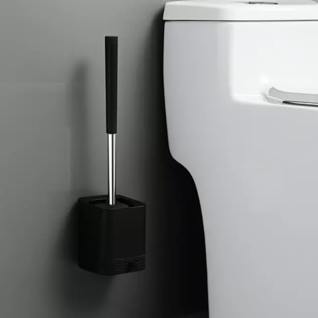 Ruhhy toiletborstel zwart – spatvrij met houder – zonder boren te monteren