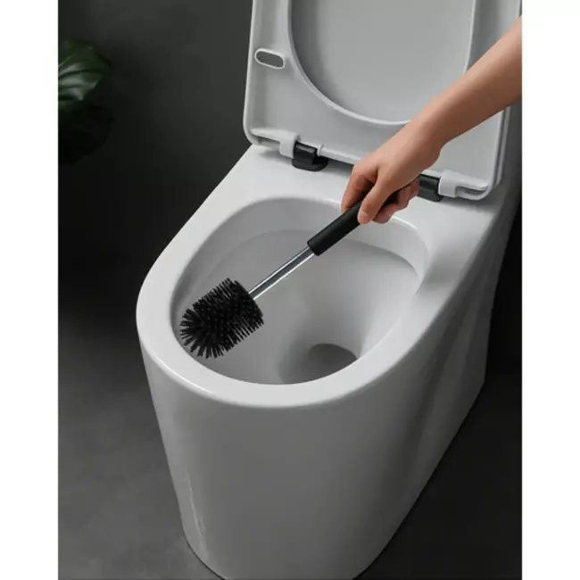 Ruhhy toiletborstel zwart – spatvrij met houder – zonder boren te monteren