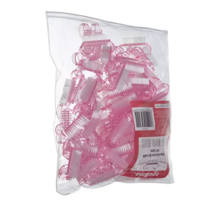 Soulima nagelborstels 100 stuks – wegwerp manicureborstels met ritsetui