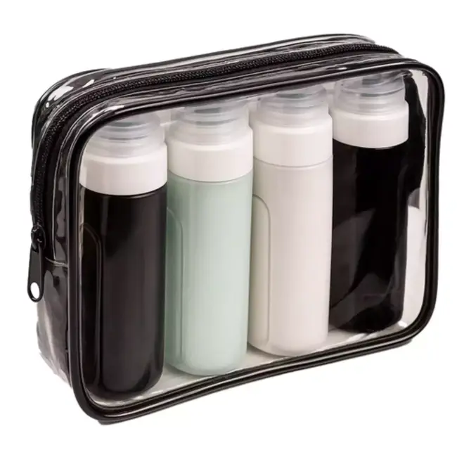 Trizand travel cosmetic bag – navulbare reisflesjes + transparant toilettasje