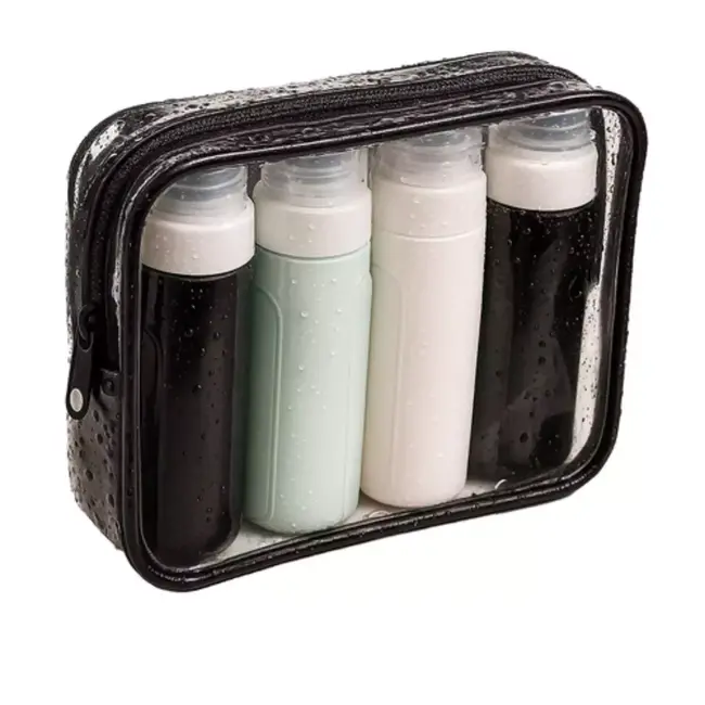 Trizand travel cosmetic bag – navulbare reisflesjes + transparant toilettasje