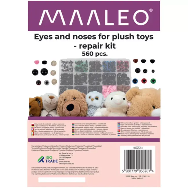 Maaleo reparatieset knuffels – 560-delige set met ogen en neuzen – met organizer