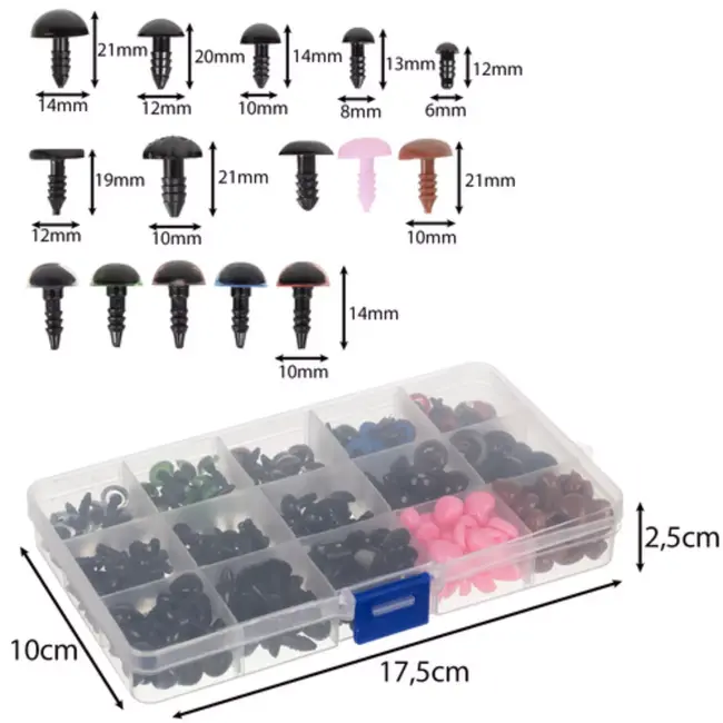 Maaleo reparatieset knuffels – 560-delige set met ogen en neuzen – met organizer