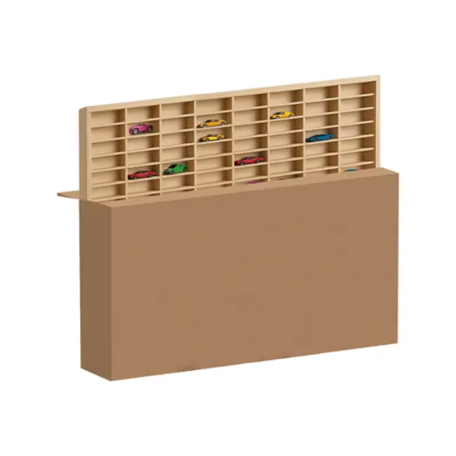 Kruzzel houten autoshelf – vrachtwagen plank met 80 vakken – voor speelgoedauto’s