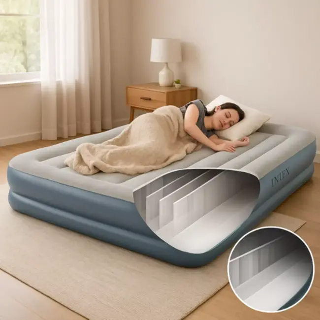 Intex luchtbed tweepersoons – met ingebouwde elektrische pomp – comfortabel en stevig