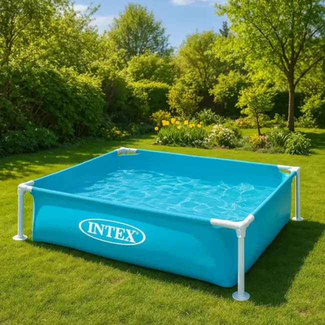 Intex Kinderzwembad met frame – vierkant plonsbad – 342 liter waterpret in de tuin