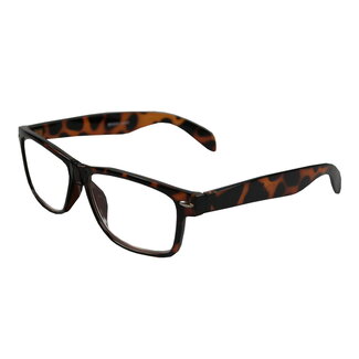 Benson Stijlvolle unisex bril zonder sterkte - langwerpig model - schildpadmotief - bruin - 146 mm breedte