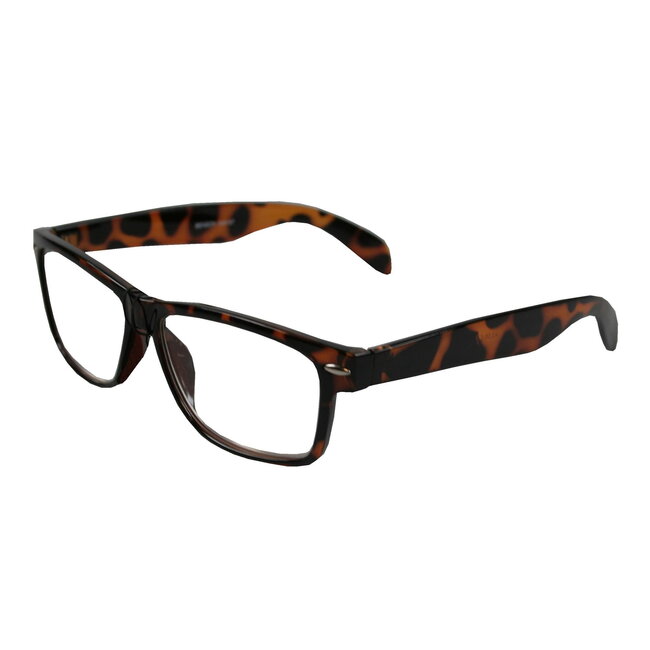 Benson Stijlvolle unisex bril zonder sterkte - langwerpig model - schildpadmotief - bruin - 146 mm breedte
