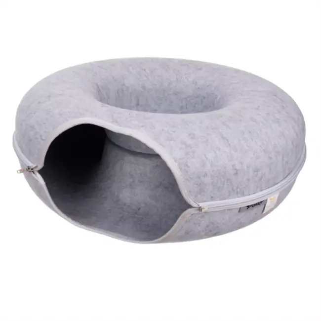 Purlov Kattenbed tunnel – Knusse vilt donut – Machinewasbaar en warm