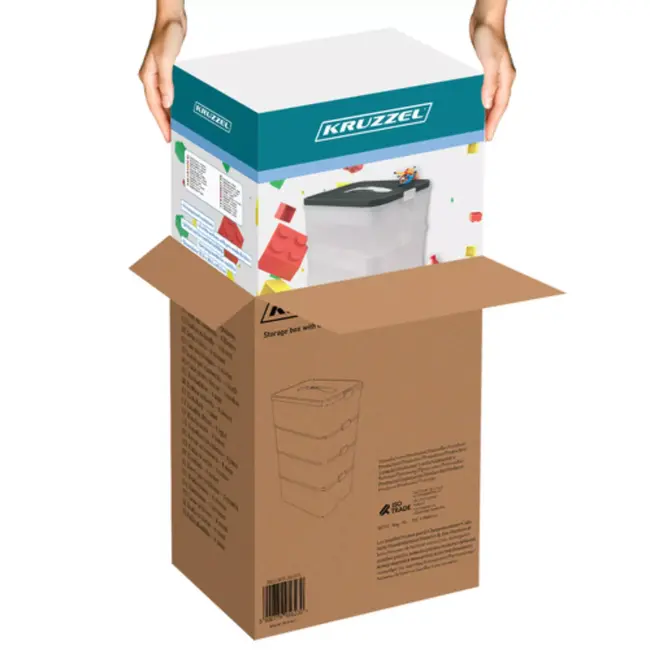 Kruzzel Stapelbox - Block box 3‑lagen – blokken eenvoudig opruimen - 22 liter