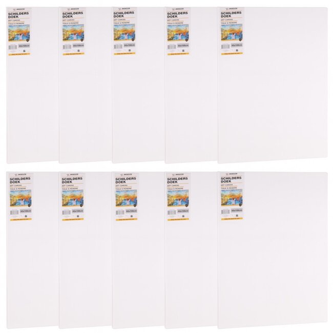 Benson Schilderdoeken - Set van 10 - Dubbel Gesso - 80x100 cm - Geschikt voor Olie & Acryl