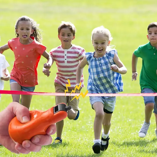 Benson Knijpfluit / Handfluit met Koord – Oranje – Compact kunststof fluitje