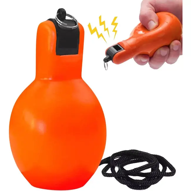 Benson Knijpfluit / Handfluit met Koord – Oranje – Compact kunststof fluitje