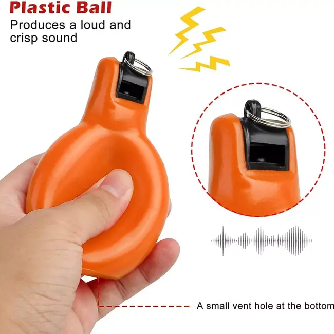 Benson Knijpfluit / Handfluit met Koord – Oranje – Compact kunststof fluitje