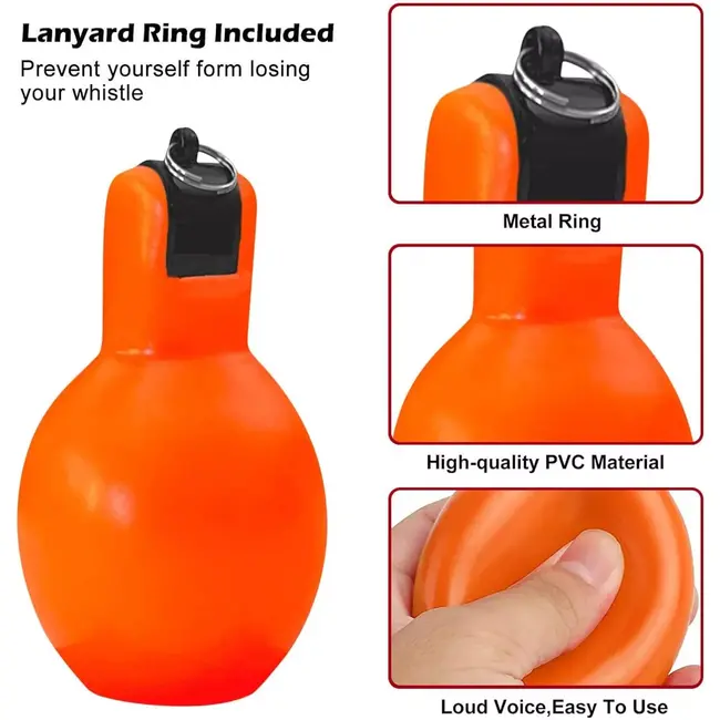 Benson Knijpfluit / Handfluit met Koord – Oranje – Compact kunststof fluitje