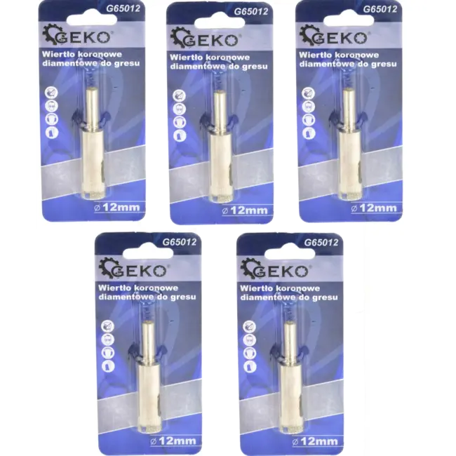 GEKO Diamantboor voor tegels - 12mm - Set van 5 - Voor nat boren