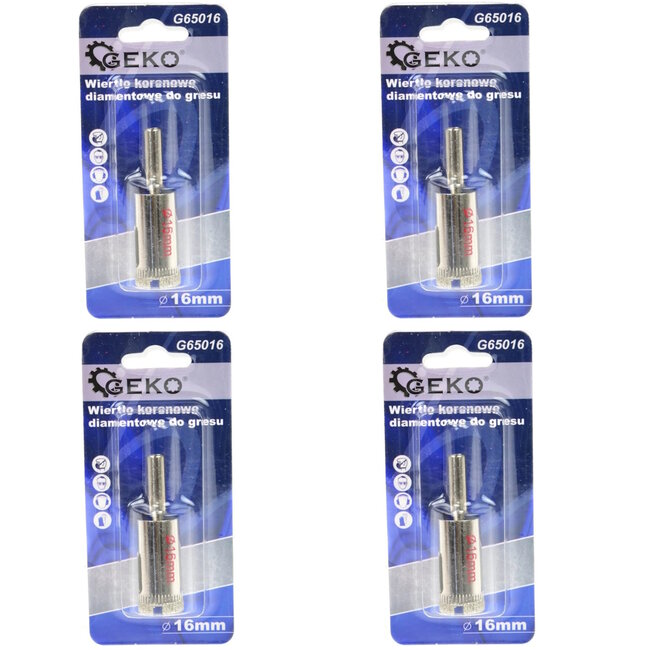 GEKO Diamantboor - Tegels - 16mm - Set van 4 - Voor nat boren