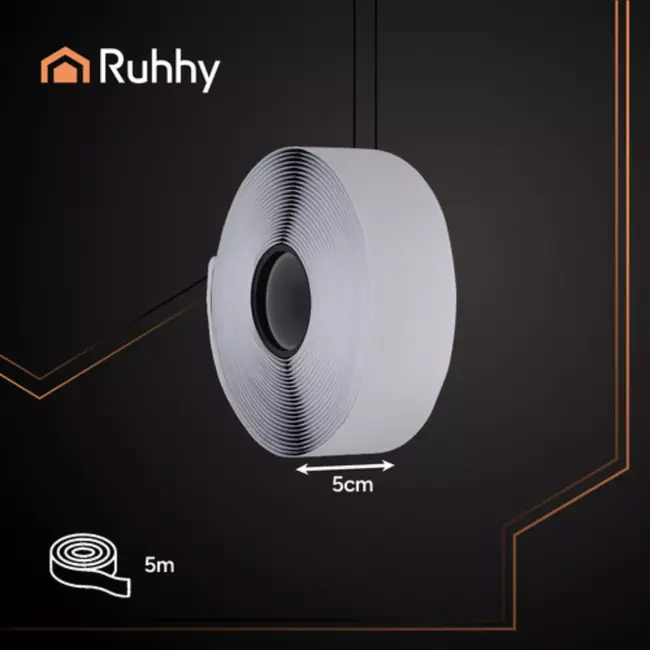Ruhhy Zelfklevend Klittenband 5m x 5cm – Zwart Haak & Lus