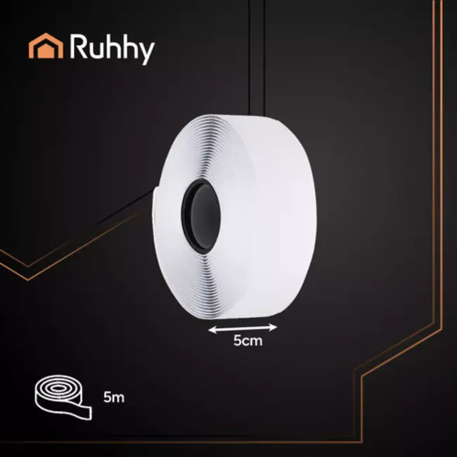 Ruhhy Zelfklevend Klittenband 5m x 5cm – Wit Haak & Lus Tape