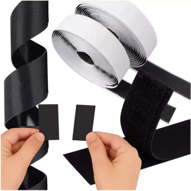 Ruhhy Zelfklevend Klittenband 5m x 2,5cm – Zwart Haak & Lus Tape