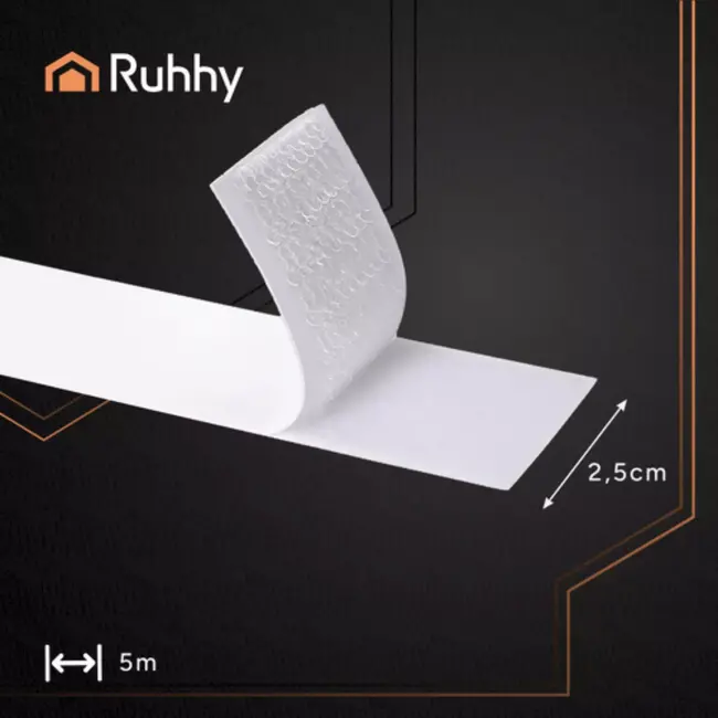 Ruhhy Zelfklevend Klittenband 5m x 2,5cm – Wit Haak & Lus Tape